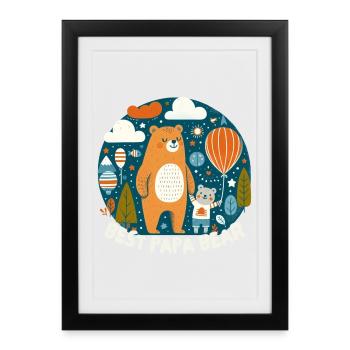 Fête des pères. Meilleur Papa Bear - Affiche encadrée (27 × 37 cm) - noir - Devant
