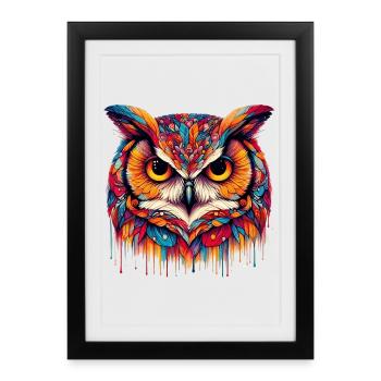 Owl - Framed poster (27 × 37 cm) - black - Front