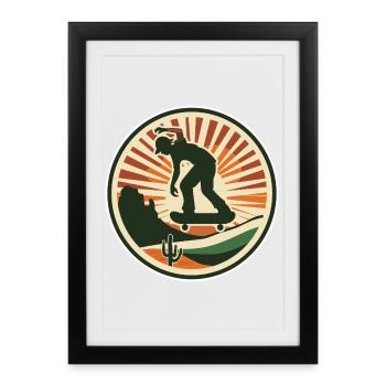 Skateboarding Portrait - Framed poster (27 × 37 cm) - black - Front