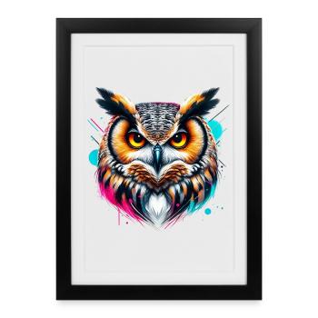 Hibou - Affiche encadrée (27 × 37 cm) - noir - Devant