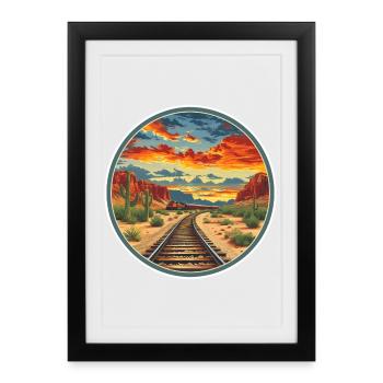Chemin de fer - Affiche encadrée (27 × 37 cm) - noir - Devant