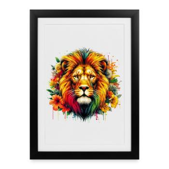 Lion - Framed poster (27 × 37 cm) - black - Front