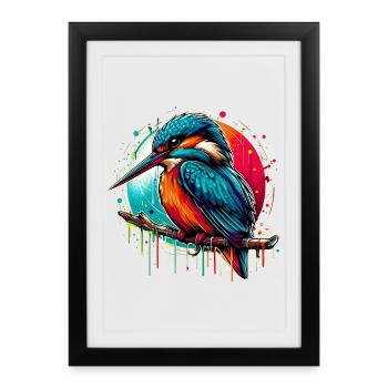 Martin-pêcheur - Affiche encadrée (27 × 37 cm) - noir - Devant