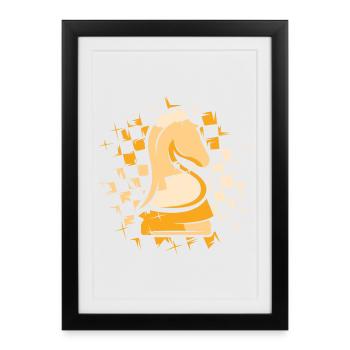 Chess Knight Couleurs Chess Pattern Illustration - Affiche encadrée (27 × 37 cm) - noir - Devant