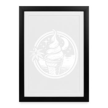Dessin de crème glacée - Affiche encadrée (27 × 37 cm) - noir - Devant