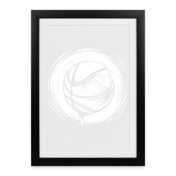 Croquis de ballon de basket-ball - Affiche encadrée (27 × 37 cm) - noir - Devant