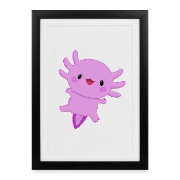 Axolotl - Affiche encadrée (27 × 37 cm) - noir - Devant