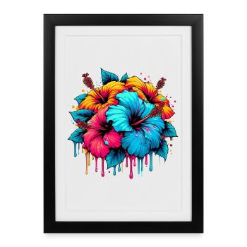 Fleurs d’hibiscus - Affiche encadrée (27 × 37 cm) - noir - Devant