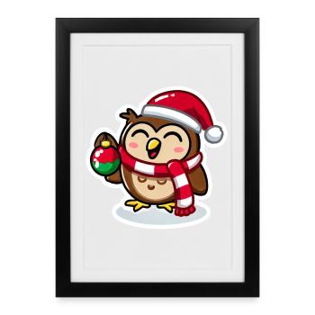 Wise Owl Christmas Cheer - Framed poster (27 × 37 cm) - black - Front