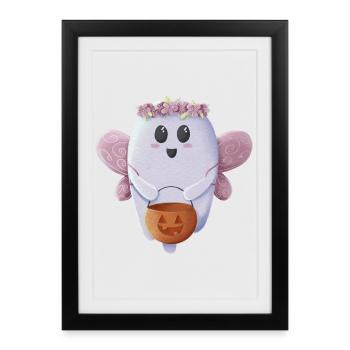 Sweet Ghost prêt pour Halloween - Affiche encadrée (27 × 37 cm) - noir - Devant