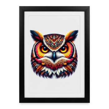 Hibou - Affiche encadrée (27 × 37 cm) - noir - Devant