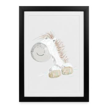 Droll Horse I Motif de cheval pour cavaliers - Affiche encadrée (27 × 37 cm) - noir - Devant