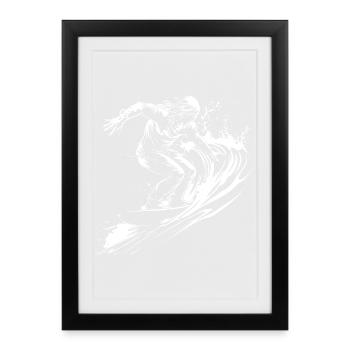 Croquis de surfeur - Affiche encadrée (27 × 37 cm) - noir - Devant