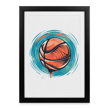 Basketball Ball Drawing - Framed poster (27 × 37 cm) - black - Front