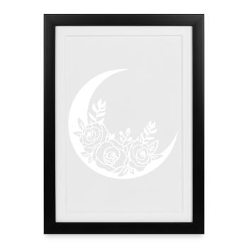 Weißer blühender Mond - Gerahmtes Poster (27 × 37 cm) - Schwarz - Vorne