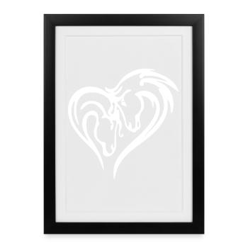 Coeur de cheval (blanc) - Affiche encadrée (27 × 37 cm) - noir - Devant
