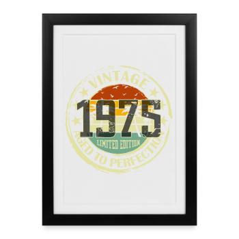 Vintage Qualité 1975 Cadeau de fête d’anniversaire - Affiche encadrée (27 × 37 cm) - noir - Devant