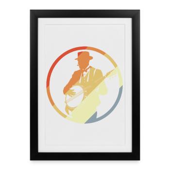 Joueur de banjo Vintage - Affiche encadrée (27 × 37 cm) - noir - Devant