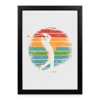 Golfeur vintage - Affiche encadrée (27 × 37 cm) - noir - Devant