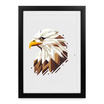 Geometric bald eagle – symbol of strength - Framed poster (27 × 37 cm) - black - Front