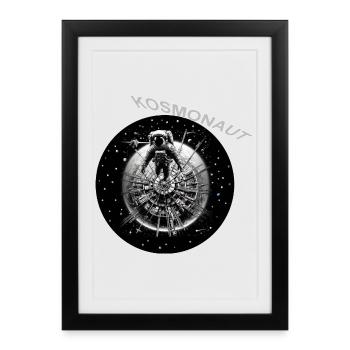 Cosmonaute dans l’anneau stellaire - Affiche encadrée (27 × 37 cm) - noir - Devant