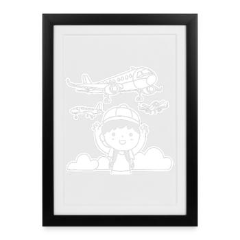 Funny planes - Framed poster (27 × 37 cm) - black - Front