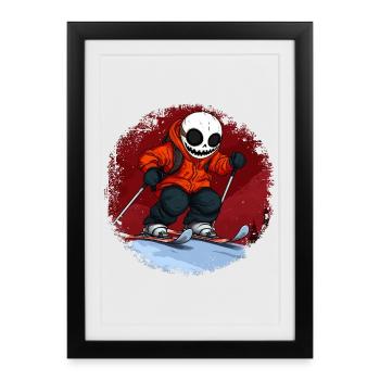 Crâne de skieurs - Affiche encadrée (27 × 37 cm) - noir - Devant