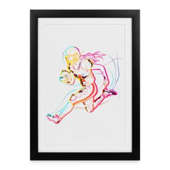 Football américain Femme - Affiche encadrée (27 × 37 cm) - noir - Devant