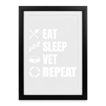 Food Sleeping Veterinary - Framed poster (27 × 37 cm) - black - Front