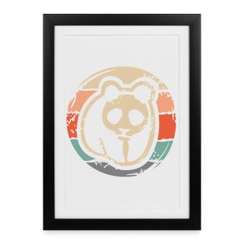 Retro Panda Design – Vintage Distressed Look - Framed poster (27 × 37 cm) - black - Front