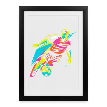 Joueur de football Retrowave - Affiche encadrée (27 × 37 cm) - noir - Devant