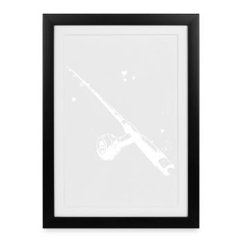 Fishing Rod Drawing - Framed poster (27 × 37 cm) - black - Front