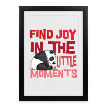 Petit panda ours avec le dicton Wild Animal Nature - Affiche encadrée (27 × 37 cm) - noir - Devant