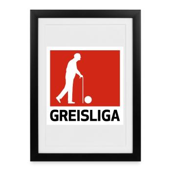 Greisliga - AH Alte Herren Fußball Liga - Gerahmtes Poster (27 × 37 cm) - Schwarz - Vorne