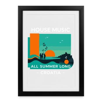Croatie House Music - Affiche encadrée (27 × 37 cm) - noir - Devant