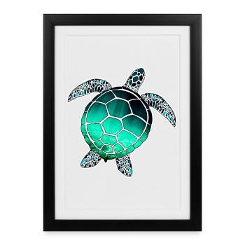 Tortue marine - Affiche encadrée (27 × 37 cm) - noir - Devant