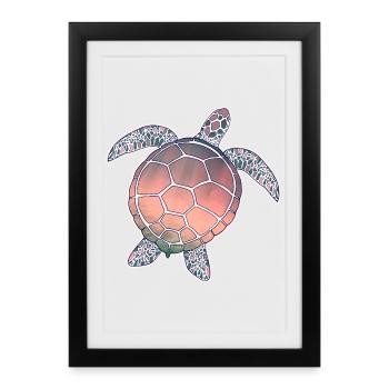Tortue marine - Affiche encadrée (27 × 37 cm) - noir - Devant
