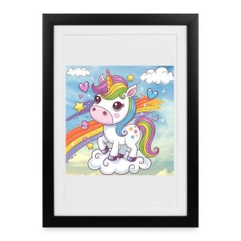 Rainbow Unicorn - Framed poster (27 × 37 cm) - black - Front
