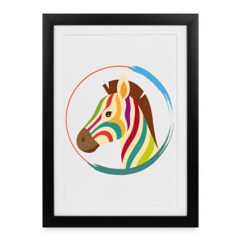 Colourful zebra – unique striped look - Framed poster (27 × 37 cm) - black - Front