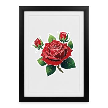 Rose Rouge – Rockabilly - Affiche encadrée (27 × 37 cm) - noir - Devant