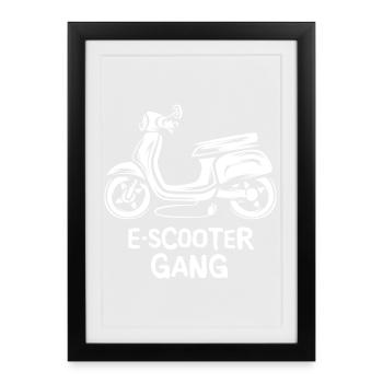 E scooter gang - Amour et symbole de deux-roues électrique - Affiche encadrée (27 × 37 cm) - noir - Devant