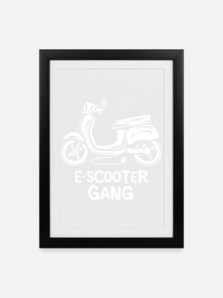 e scooter gang - Elektro Zweirad Liebe und Symbol - Gerahmtes Poster (27 × 37 cm) - Schwarz
