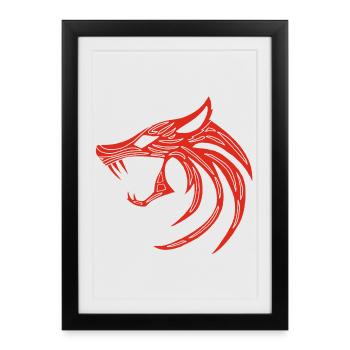 Loup démoniaque rouge - Affiche encadrée (27 × 37 cm) - noir - Devant