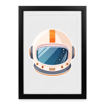 Casque spatial rétro - Affiche encadrée (27 × 37 cm) - noir - Devant