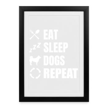 Eat Sleep Dogs Repeat - Framed poster (27 × 37 cm) - black - Front