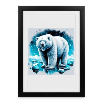 ours blanc - Affiche encadrée (27 × 37 cm) - noir - Devant