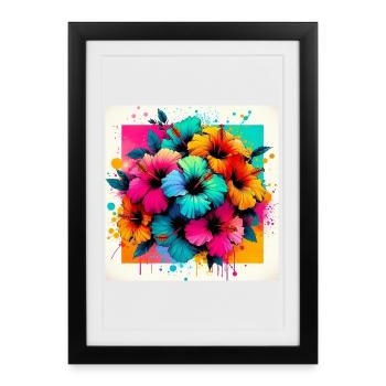 Fleurs d’hibiscus - Affiche encadrée (27 × 37 cm) - noir - Devant