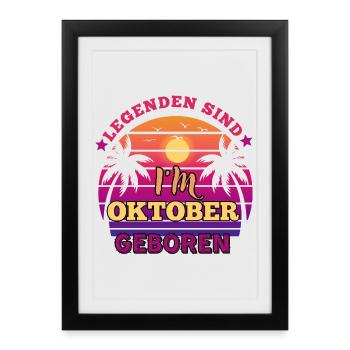Legenden sind im Oktober geboren- Geburtstag party - Gerahmtes Poster (27 × 37 cm) - Schwarz - Vorne