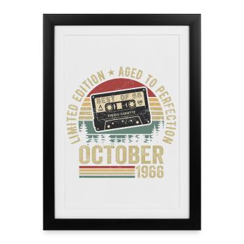 Voiture de collection Octobre 1966 Cadeau d’anniversaire Octobre - Affiche encadrée (27 × 37 cm) - noir - Devant
