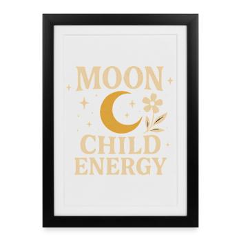 Lune et Fleur Enfant Conception Énergétique - Affiche encadrée (27 × 37 cm) - noir - Devant